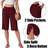 image:imageIWOLLENCE Womens Casual Summer Bermuda Shorts Side Split Button Deco Knee Length Long Shorts with PocketsCwine Red