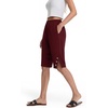 image:imageIWOLLENCE Womens Casual Summer Bermuda Shorts Side Split Button Deco Knee Length Long Shorts with PocketsCwine Red
