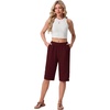 image:imageIWOLLENCE Womens Casual Summer Bermuda Shorts Side Split Button Deco Knee Length Long Shorts with PocketsCwine Red