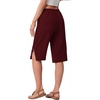 image:imageIWOLLENCE Womens Casual Summer Bermuda Shorts Side Split Button Deco Knee Length Long Shorts with PocketsCwine Red