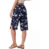 image:imageIWOLLENCE Womens Casual Summer Bermuda Shorts Side Split Button Deco Knee Length Long Shorts with PocketsFpblue Floral