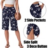 image:imageIWOLLENCE Womens Casual Summer Bermuda Shorts Side Split Button Deco Knee Length Long Shorts with PocketsFpblue Floral
