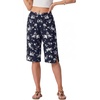 image:imageIWOLLENCE Womens Casual Summer Bermuda Shorts Side Split Button Deco Knee Length Long Shorts with PocketsFpblue Floral