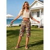 image:imageIWOLLENCE Womens Casual Summer Bermuda Shorts Side Split Button Deco Knee Length Long Shorts with PocketsFpcolorful Flower
