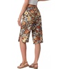image:imageIWOLLENCE Womens Casual Summer Bermuda Shorts Side Split Button Deco Knee Length Long Shorts with PocketsFpcolorful Flower