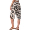 image:imageIWOLLENCE Womens Casual Summer Bermuda Shorts Side Split Button Deco Knee Length Long Shorts with PocketsFpkhaki Black Flower