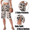 image:imageIWOLLENCE Womens Casual Summer Bermuda Shorts Side Split Button Deco Knee Length Long Shorts with PocketsFpkhaki Black Flower