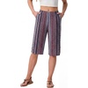 image:imageIWOLLENCE Womens Casual Summer Bermuda Shorts Side Split Button Deco Knee Length Long Shorts with PocketsFpred Stripe Rhomboid