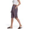 image:imageIWOLLENCE Womens Casual Summer Bermuda Shorts Side Split Button Deco Knee Length Long Shorts with PocketsFpred Stripe Rhomboid