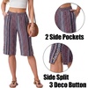 image:imageIWOLLENCE Womens Casual Summer Bermuda Shorts Side Split Button Deco Knee Length Long Shorts with PocketsFpred Stripe Rhomboid