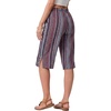 image:imageIWOLLENCE Womens Casual Summer Bermuda Shorts Side Split Button Deco Knee Length Long Shorts with PocketsFpred Stripe Rhomboid