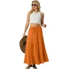 image:imageIWOLLENCE Womens Flowy Boho Elastic High Waist Maxi Skirt Floral ALine Tiered Long Skirts for Women with Pockets06 Bright Orange