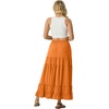 image:imageIWOLLENCE Womens Flowy Boho Elastic High Waist Maxi Skirt Floral ALine Tiered Long Skirts for Women with Pockets06 Bright Orange