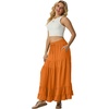 image:imageIWOLLENCE Womens Flowy Boho Elastic High Waist Maxi Skirt Floral ALine Tiered Long Skirts for Women with Pockets06 Bright Orange