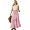 image:imageIWOLLENCE Womens Flowy Boho Elastic High Waist Maxi Skirt Floral ALine Tiered Long Skirts for Women with Pockets07 Pink
