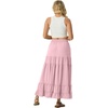image:imageIWOLLENCE Womens Flowy Boho Elastic High Waist Maxi Skirt Floral ALine Tiered Long Skirts for Women with Pockets07 Pink