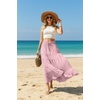 image:imageIWOLLENCE Womens Flowy Boho Elastic High Waist Maxi Skirt Floral ALine Tiered Long Skirts for Women with Pockets07 Pink