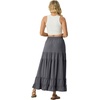 image:imageIWOLLENCE Womens Flowy Boho Elastic High Waist Maxi Skirt Floral ALine Tiered Long Skirts for Women with Pockets08 Smoky Gray