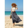 image:imageIWOLLENCE Womens Flowy Boho Elastic High Waist Maxi Skirt Floral ALine Tiered Long Skirts for Women with Pockets08 Smoky Gray