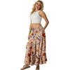 image:imageIWOLLENCE Womens Flowy Boho Elastic High Waist Maxi Skirt Floral ALine Tiered Long Skirts for Women with Pockets59 Ac Orange Blue Bird