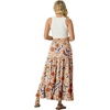 image:imageIWOLLENCE Womens Flowy Boho Elastic High Waist Maxi Skirt Floral ALine Tiered Long Skirts for Women with Pockets59 Ac Orange Blue Bird