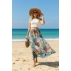 image:imageIWOLLENCE Womens Flowy Boho Elastic High Waist Maxi Skirt Floral ALine Tiered Long Skirts for Women with Pockets61 Colorful Patchwork