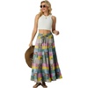 image:imageIWOLLENCE Womens Flowy Boho Elastic High Waist Maxi Skirt Floral ALine Tiered Long Skirts for Women with Pockets61 Colorful Patchwork