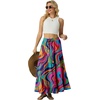 image:imageIWOLLENCE Womens Flowy Boho Elastic High Waist Maxi Skirt Floral ALine Tiered Long Skirts for Women with Pockets62 Multi Purple Wave
