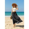 image:imageIWOLLENCE Womens Flowy Boho Elastic High Waist Maxi Skirt Floral ALine Tiered Long Skirts for Women with Pockets63 Pd White Black