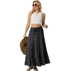 image:imageIWOLLENCE Womens Flowy Boho Elastic High Waist Maxi Skirt Floral ALine Tiered Long Skirts for Women with Pockets63 Pd White Black
