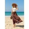 image:imageIWOLLENCE Womens Flowy Boho Elastic High Waist Maxi Skirt Floral ALine Tiered Long Skirts for Women with Pockets64 Red Boho Stripe