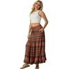 image:imageIWOLLENCE Womens Flowy Boho Elastic High Waist Maxi Skirt Floral ALine Tiered Long Skirts for Women with Pockets64 Red Boho Stripe