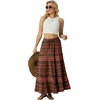 image:imageIWOLLENCE Womens Flowy Boho Elastic High Waist Maxi Skirt Floral ALine Tiered Long Skirts for Women with Pockets64 Red Boho Stripe