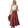 image:imageIWOLLENCE Womens Flowy Boho Elastic High Waist Maxi Skirt Floral ALine Tiered Long Skirts for Women with Pockets65 White Plum Blossom