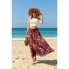 image:imageIWOLLENCE Womens Flowy Boho Elastic High Waist Maxi Skirt Floral ALine Tiered Long Skirts for Women with Pockets65 White Plum Blossom