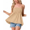 image:imageIWOLLENCE Womens Tube Tops Flowy Pleated Strapless Top Long Sleeveless Bandeau Tanks Cute Beach Coverups SummerC Khaki