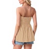 image:imageIWOLLENCE Womens Tube Tops Flowy Pleated Strapless Top Long Sleeveless Bandeau Tanks Cute Beach Coverups SummerC Khaki