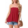 image:imageIWOLLENCE Womens Tube Tops Flowy Pleated Strapless Top Long Sleeveless Bandeau Tanks Cute Beach Coverups SummerC Red