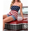 image:imageIWOLLENCE Womens Tube Tops Flowy Pleated Strapless Top Long Sleeveless Bandeau Tanks Cute Beach Coverups SummerFlag1 Blue Red