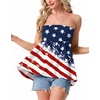 image:imageIWOLLENCE Womens Tube Tops Flowy Pleated Strapless Top Long Sleeveless Bandeau Tanks Cute Beach Coverups SummerFlag2 Blue Red