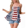image:imageIWOLLENCE Womens Tube Tops Flowy Pleated Strapless Top Long Sleeveless Bandeau Tanks Cute Beach Coverups SummerFlag3 Blue Red