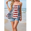 image:imageIWOLLENCE Womens Tube Tops Flowy Pleated Strapless Top Long Sleeveless Bandeau Tanks Cute Beach Coverups SummerFlag3 Blue Red