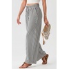 image:imageIWOLLENCE Womens Wide Leg Striped Pants High Waist Straight Lounge Gingham Work Pant Casual Loose Trousers with PocketsStblack White