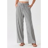 image:imageIWOLLENCE Womens Wide Leg Striped Pants High Waist Straight Lounge Gingham Work Pant Casual Loose Trousers with PocketsStblack White