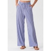 image:imageIWOLLENCE Womens Wide Leg Striped Pants High Waist Straight Lounge Gingham Work Pant Casual Loose Trousers with PocketsStblue White