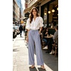 image:imageIWOLLENCE Womens Wide Leg Striped Pants High Waist Straight Lounge Gingham Work Pant Casual Loose Trousers with PocketsStblue White
