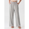 image:imageIWOLLENCE Womens Wide Leg Striped Pants High Waist Straight Lounge Gingham Work Pant Casual Loose Trousers with PocketsStdark Grey White