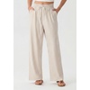 image:imageIWOLLENCE Womens Wide Leg Striped Pants High Waist Straight Lounge Gingham Work Pant Casual Loose Trousers with PocketsStkhaki White