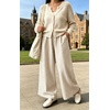 image:imageIWOLLENCE Womens Wide Leg Striped Pants High Waist Straight Lounge Gingham Work Pant Casual Loose Trousers with PocketsStkhaki White