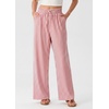 image:imageIWOLLENCE Womens Wide Leg Striped Pants High Waist Straight Lounge Gingham Work Pant Casual Loose Trousers with PocketsStred White